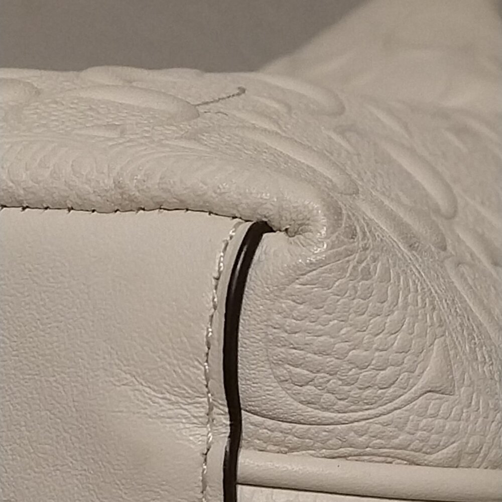 COACH Ava Chain Signature Leather Tote in Chalk, Debossed - Picture 13 of 16